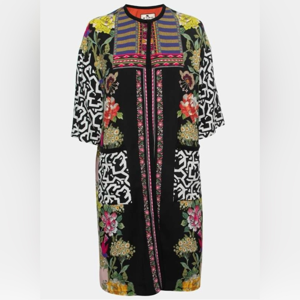 ETRO - Multicolored Printed Crepe Long Open Tunic - Small (IT 40)
